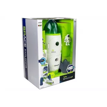 LEAN TOYS Space Rocket Astronom Cosmos Light & Sound – elektronische speelgoedraket op batterijen met astronautenfiguur (3x AA)
