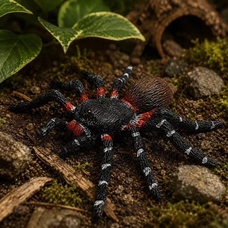 LEAN TOYS Spider Tarantula rubberen figuur rekbaar realistisch zwart 10 cm