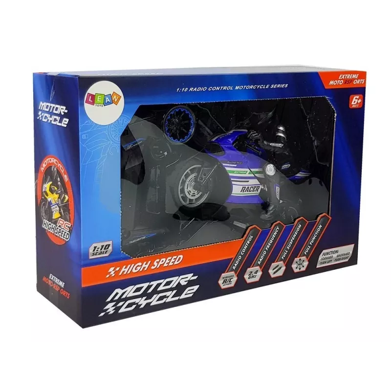 LEAN TOYS sportmotor 2.4G op afstand bediend racer bereik 35m blauw