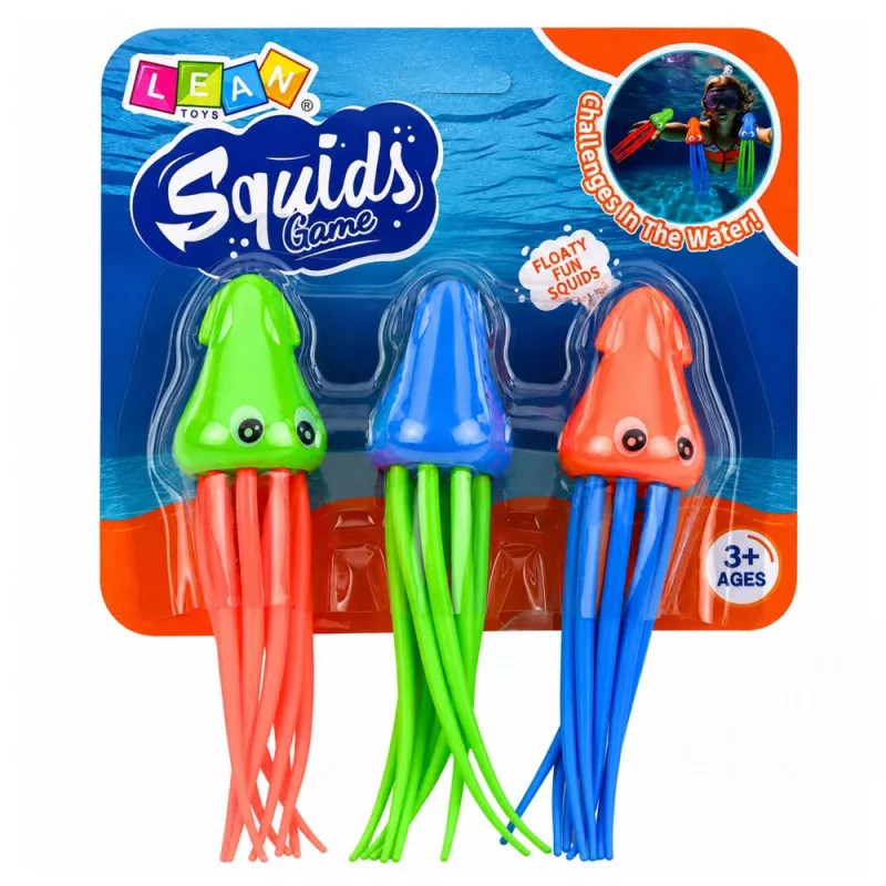 LEAN TOYS duikspeelgoed inktvis kwal voor kinderen zwembad bad 3-delige set
