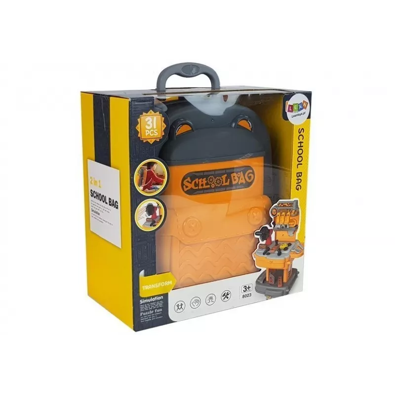 LEAN TOYS gereedschapset rugzak werkplaats oranje en grijs