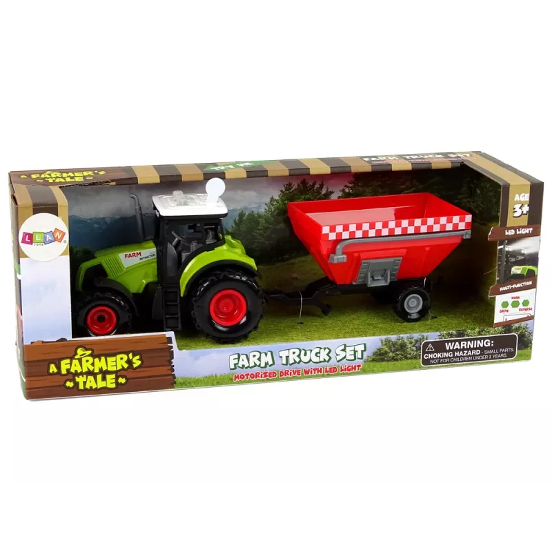LEAN TOYS Tractor boerderij afneembare graanaanhanger geluid groen