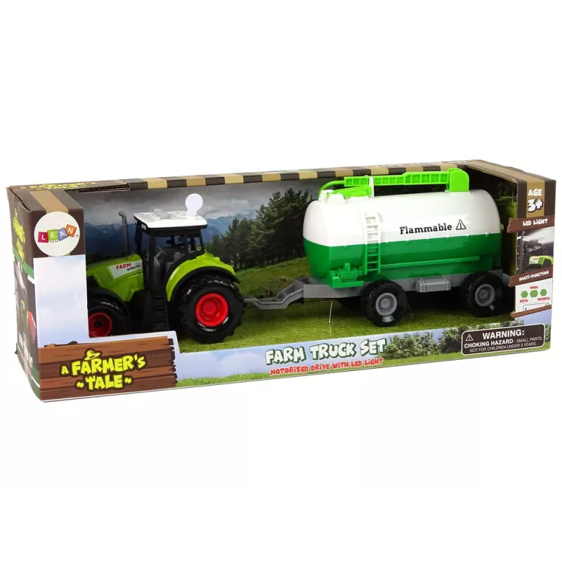 LEAN TOYS Tractor voor kinderen met aanhanger tankwagen boerderij