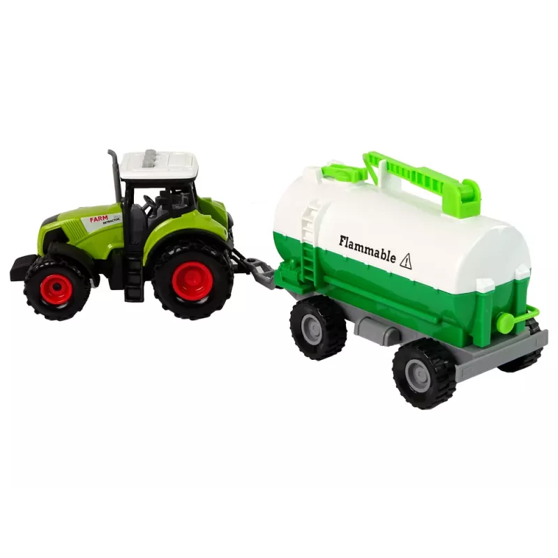 LEAN TOYS Tractor voor kinderen met aanhanger tankwagen boerderij