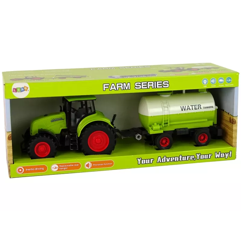 LEAN TOYS Tractor met grote aanhangwagen Green Farm