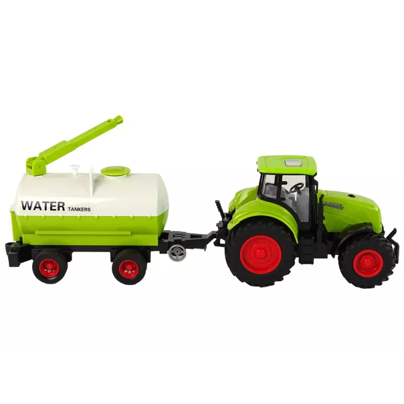 LEAN TOYS Tractor met grote aanhangwagen Green Farm