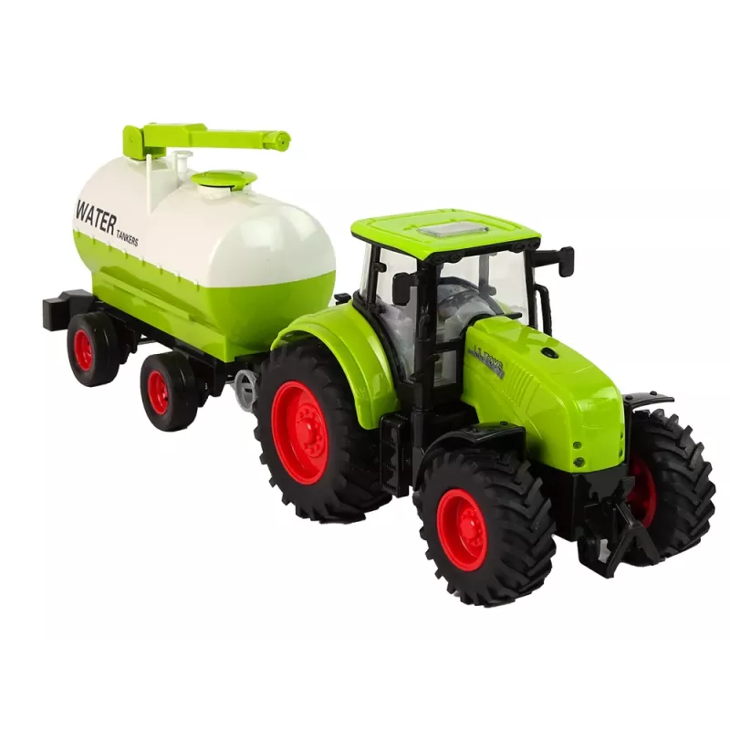LEAN TOYS Tractor met grote aanhangwagen Green Farm