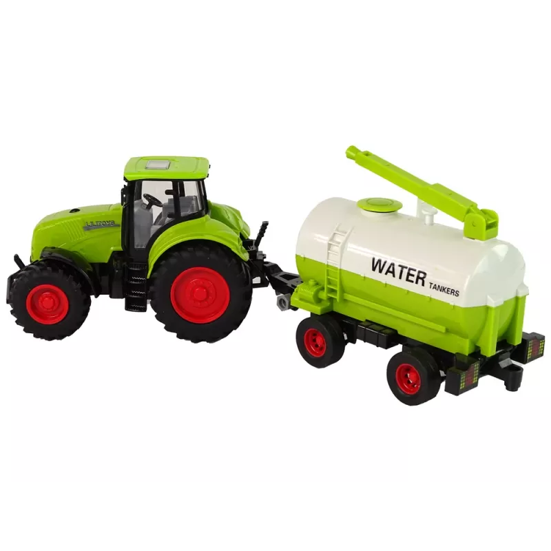 LEAN TOYS Tractor met grote aanhangwagen Green Farm