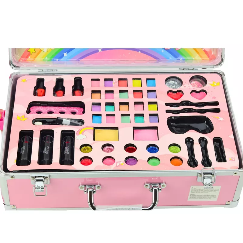 LEAN TOYS eenhoorn roze rolkoffer beautyset