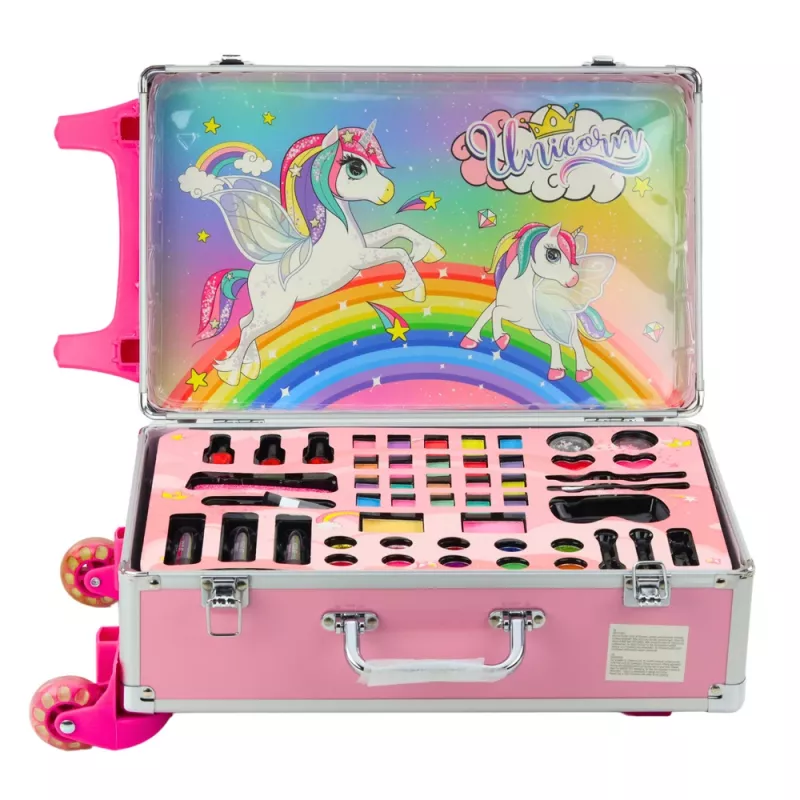 LEAN TOYS eenhoorn roze rolkoffer beautyset