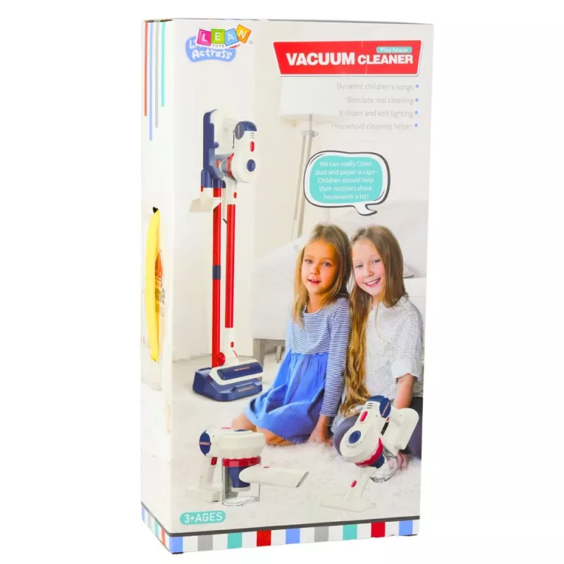 LEAN TOYS Upright Vacuum Cleaner kinderreinigingsset met licht en geluid, station wit