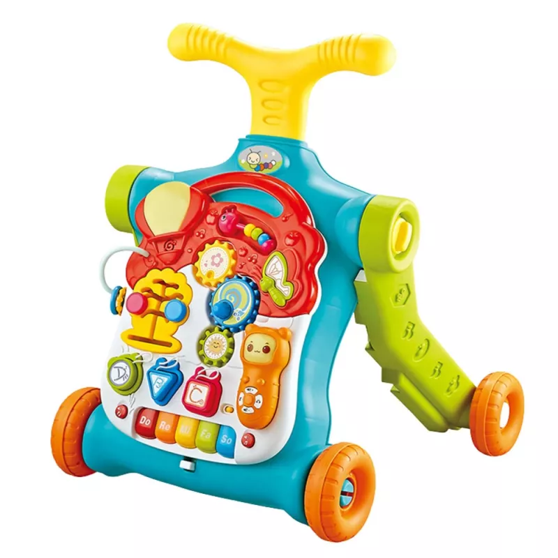 LEAN TOYS loopwagen duwer step educatieve tafel interactief paneel 5 in 1 kleurrijk