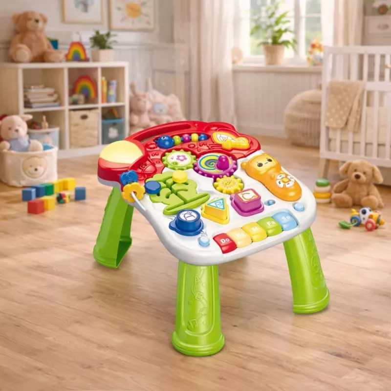 LEAN TOYS loopwagen duwer step educatieve tafel interactief paneel 5 in 1 kleurrijk