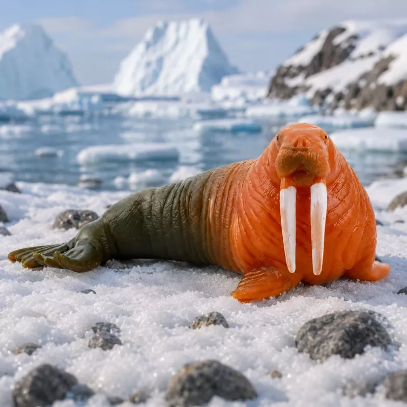 LEAN TOYS Walrus rubberen figuur rekbaar realistisch zeezoogdier 13 cm