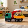 LEAN TOYS afval-sorteervrachtwagen met kraan, containers, wrijvingsaandrijving, licht en geluid