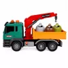 LEAN TOYS afval-sorteervrachtwagen met kraan, containers, wrijvingsaandrijving, licht en geluid