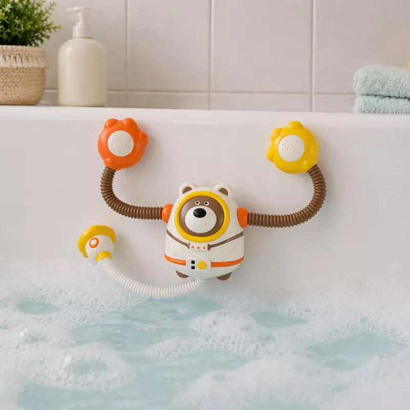 LEAN TOYS Waterbadspeelgoed teddybeer astronaut douche met watercirculatie zuignappen