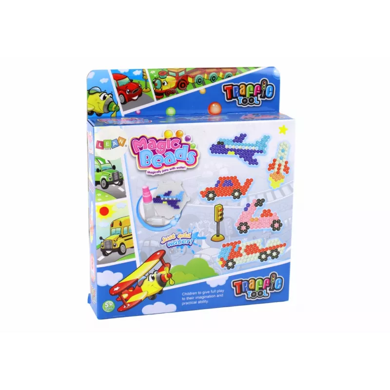 LEAN TOYS Waterparels Set DIY Magische Kralen 8 Kleuren Vervoermiddelen