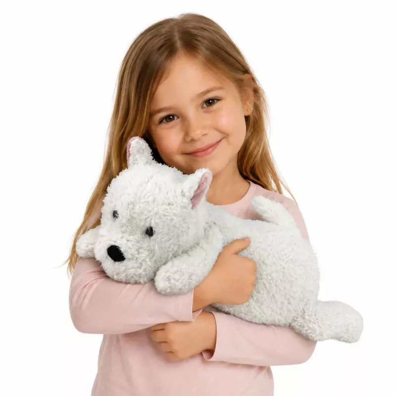 LEAN TOYS West Highland White Terrier pluchen hond knuffeldier, wit, 40 cm