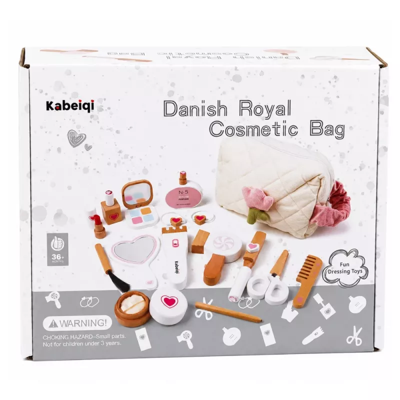 LEAN TOYS Houten schoonheidsset make-up cosmetische tas accessoires 16 stuks