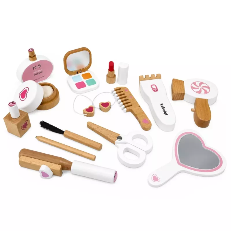 LEAN TOYS Houten schoonheidsset make-up cosmetische tas accessoires 16 stuks