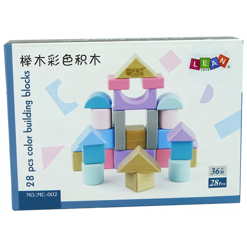 LEAN TOYS Houten blokken pastelkleuren 28 delen kasteel