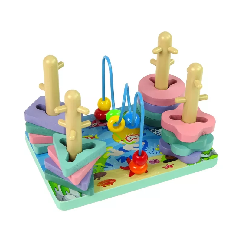 LEAN TOYS Houten blokken sorteerder Sea World educatieve kralen