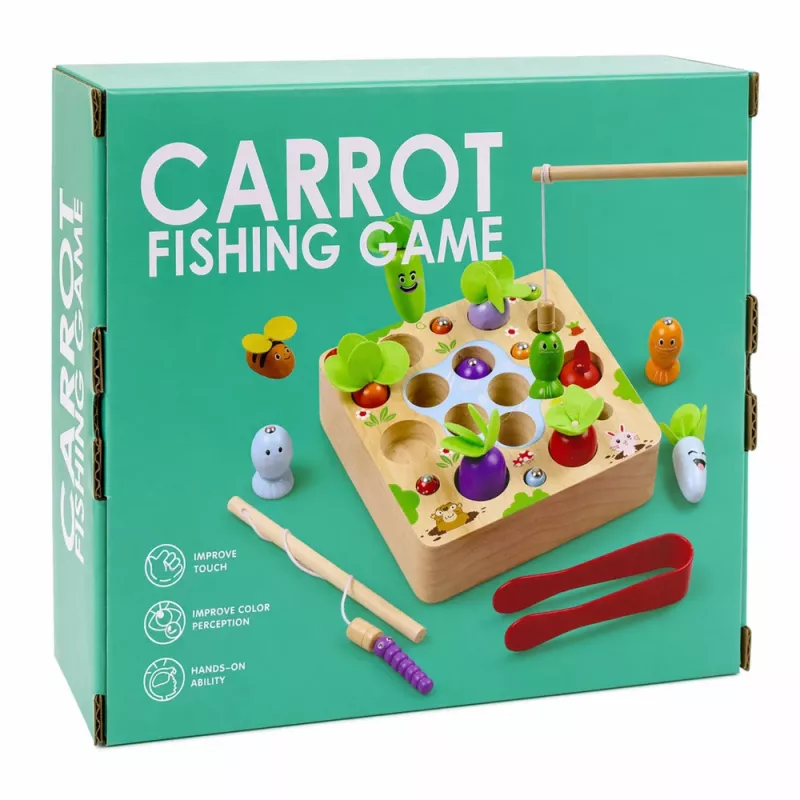 LEAN TOYS Houten wortel regenworm staaf magneetspel