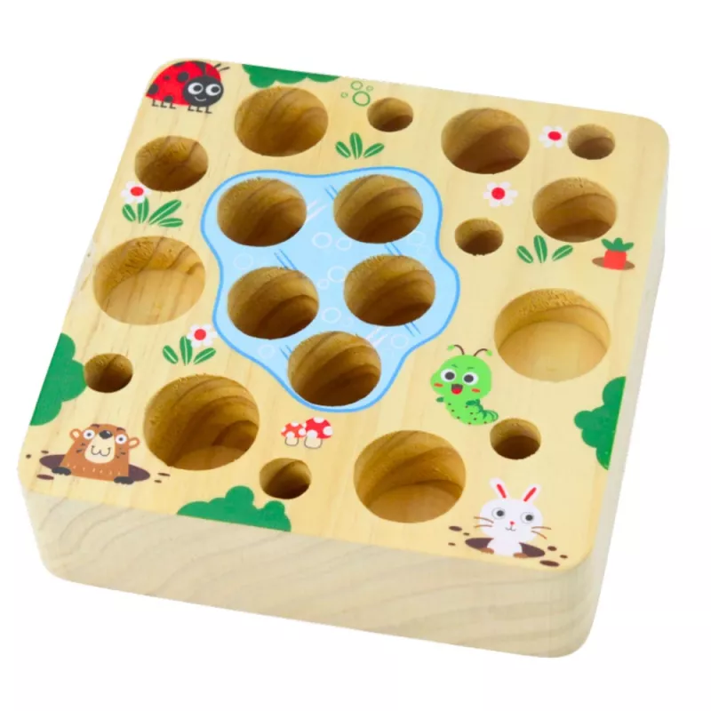 LEAN TOYS Houten wortel regenworm staaf magneetspel