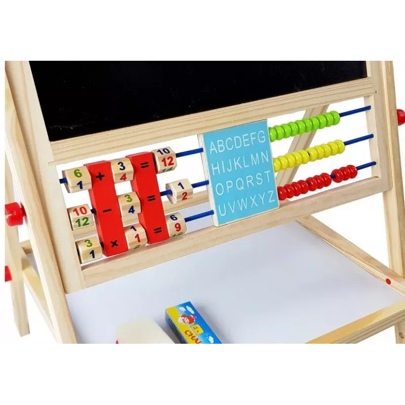 LEAN TOYS houten bord met abacus, klok, cijfers en magneet