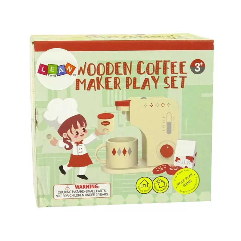 LEAN TOYS Houten koffiezetapparaat accessoires keuken kinderen