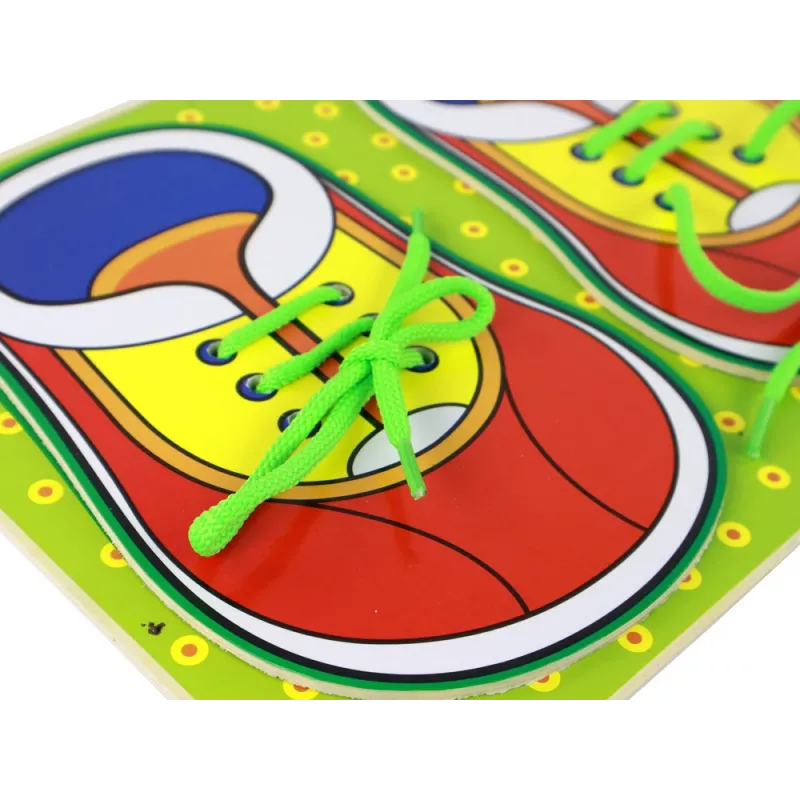 LEAN TOYS Houten speelgoed om veters te leren strikken