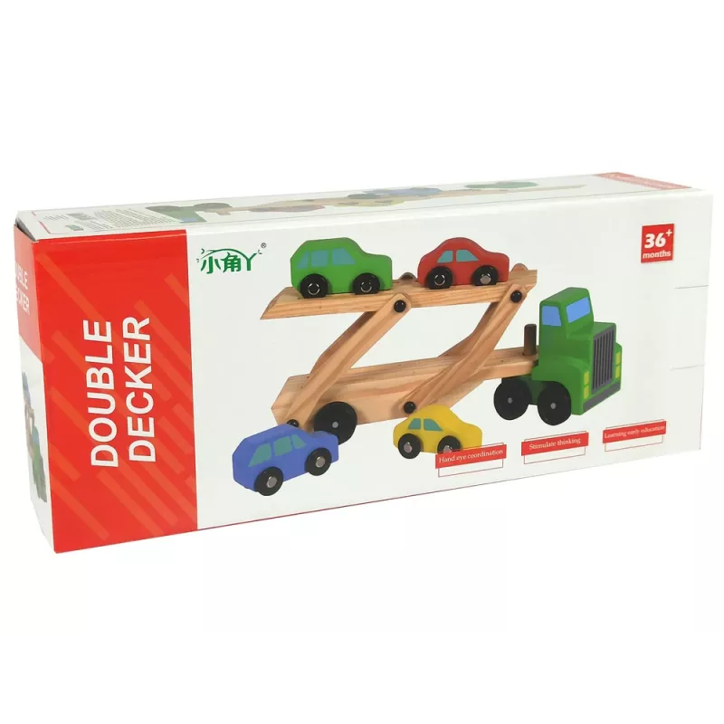 LEAN TOYS houten vrachtwagen groen met bouwstenen