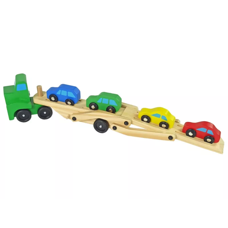 LEAN TOYS houten vrachtwagen groen met bouwstenen