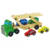 LEAN TOYS houten vrachtwagen groen met bouwstenen