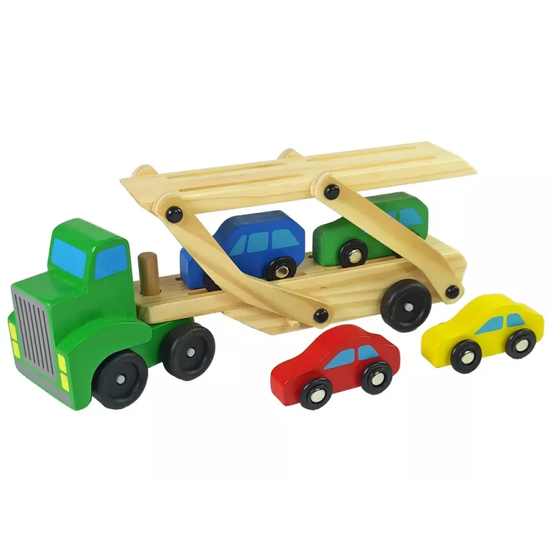 LEAN TOYS houten vrachtwagen groen met bouwstenen