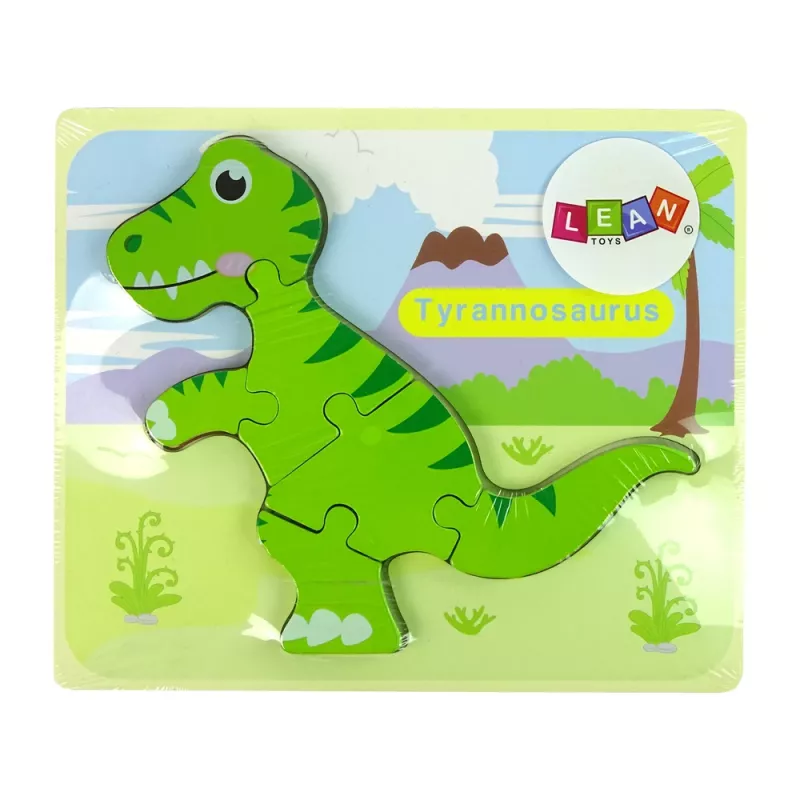 LEAN TOYS Houten Isanosaurus groene dinosaurus puzzel