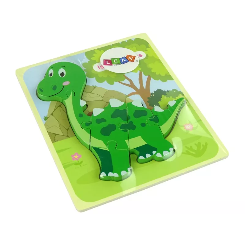 LEAN TOYS Houten Isanosaurus groene dinosaurus puzzel