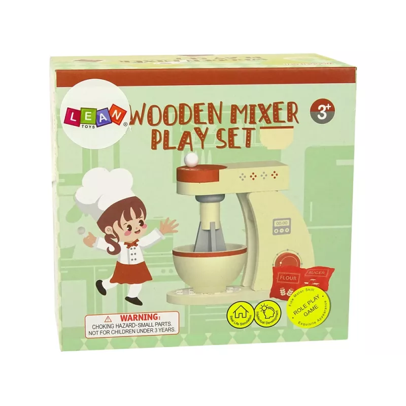 LEAN TOYS Houten keukenrobot mixer accessoires voor kinderen