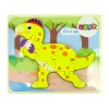 LEAN TOYS Houten puzzel dinosaurus stegosaurus geel