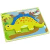 LEAN TOYS Houten puzzel dinosaurus stegosaurus geel
