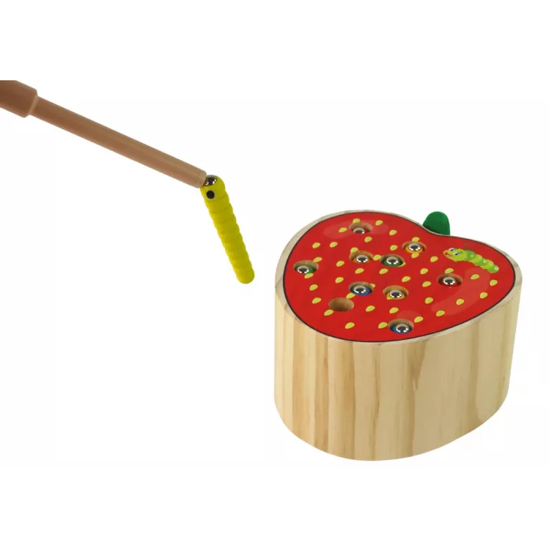 LEAN TOYS houten aardbei vang de worm magnetisch spel
