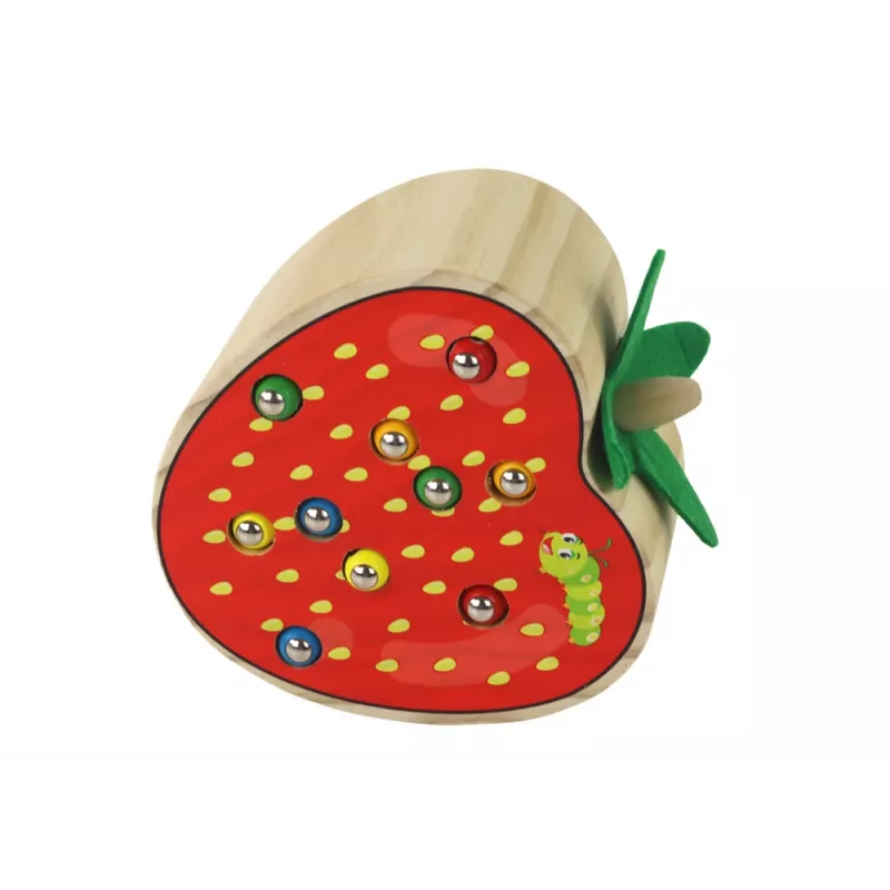 LEAN TOYS houten aardbei vang de worm magnetisch spel
