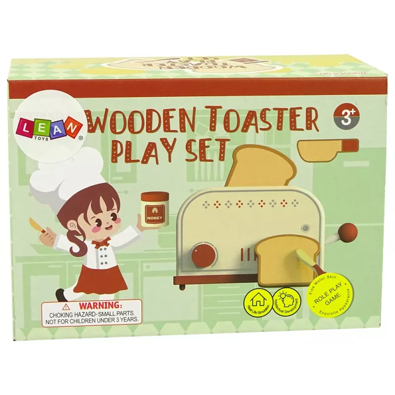 LEAN TOYS Houten toaster accessoires ontbijtkeuken kinderen