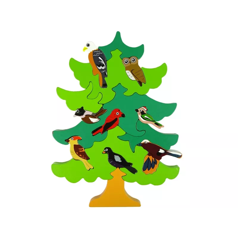 LEAN TOYS Houten boom vogels DIY houten puzzelblokken