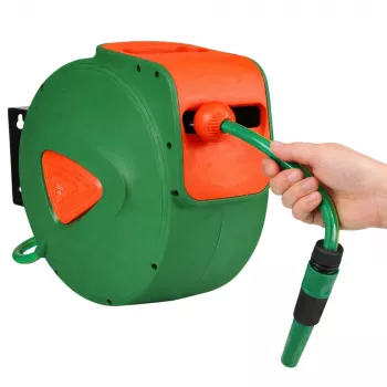 LEAN wandgemonteerde automatische haspel met tuinslang 30m + 2m