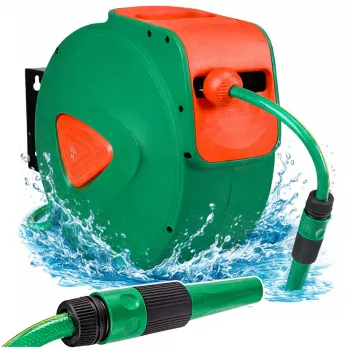 LEAN wandgemonteerde automatische haspel met tuinslang 30m + 2m