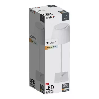 Avide LED-tafellamp, USB, 4 W, lichtkleur in 3 standen, wit