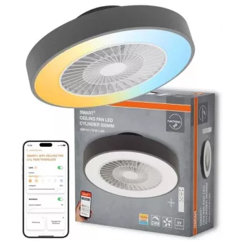 LEDVANCE SMART WIFI plafondventilator CYL REM 76W D550T - slimme plafondventilator met geïntegreerd LED-licht, Tunable White, afstandsbediening en app-bediening