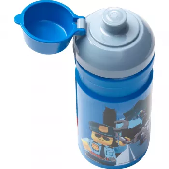 LEGO City drinkfles 390 ml blauw met zachte siliconen tuit en halftransparant deksel, PP/siliconen, 1 stuk (40561735)